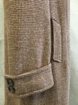 IDEAL, Terracotta Brown, Cream, Wool, Check , Tweed, Single Breasted, 3 Buttons,  Notched Lapel, 2 Pockets, 2 Buttons on Cuffs