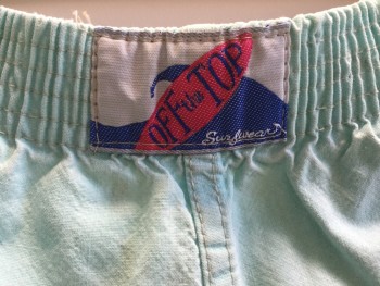 OFF THE TOP, Turquoise Blue, White, Lt Yellow, Cotton, Elastic Waist, Pockets