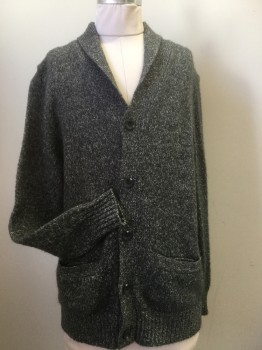CAT & JACK, Gray, Lt Gray, Cotton, Acrylic, 2 Color Weave, Button Front, Shawl Collar, 2 Pockets,
