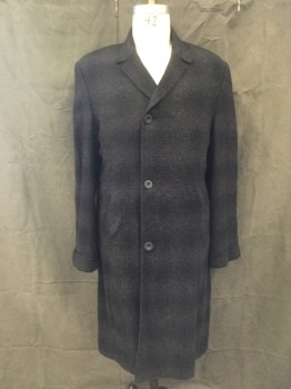 N/L, Gray, Black, Wool, Plaid, Single Breasted, Button Front, Collar Attached, Notched Lapel, 2 Pockets, Long Sleeves, Panel 1/2 Cuff Roll Back