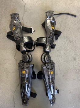 MTO, Gray, Black, Yellow, Fiberglass, Foam, Armour, Made To Order, Exoskeleton Legs, Left Leg Has Tubing That Attaches to the Back of the Breast Plate, Adjustable Elastic Straps