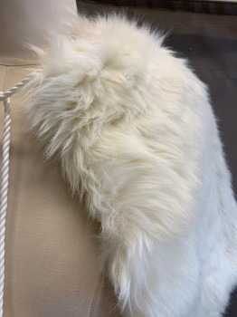 RACHEL RILEY, White, Faux Fur, Solid, Capelet, White Twist Ties with Faux Fur Balls