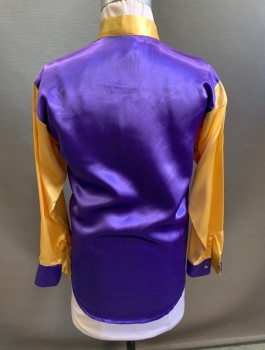 N/L, Purple, Goldenrod Yellow, Turquoise Blue, Polyester, Diamonds, Color Blocking, Jockey Jacket, Child Size, Satin, 3 Fabric Covered Buttons, Band Collar, Comes With Matching Hat (CF021648)