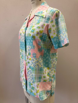 N/L, White/ Multi-color, Floral, Paisley And Plaid Print, , C.A., B.F., S/S