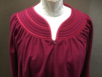 PARTNERS, Magenta Pink, Polyester, Velour, Satin Ribbon on Yoke, with Quilted Rows, Zip Front, Long Sleeves,