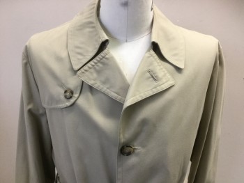 LONDON FOG, Khaki Brown, Cotton, Polyester, Double Breasted, Self Belt,