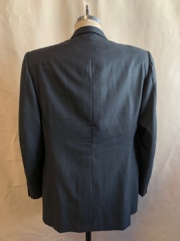 JAMES MARSHALL, French Blue, Wool, Solid, Single Breasted, 2 Buttons,  Notched Lapel, 3 Pockets, 3 Buttons Cuff