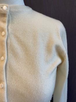 N/L, Cream, Wool, Solid, 9 White Pearl Like Buttons