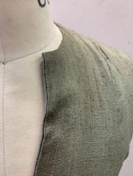 N/L MTO, Slate Gray, Solid, Raw Silk, L/S, Floor Length, Round Neck with V Notch, Aged/Dirty, Raw Edges at Wrists, Made To Order