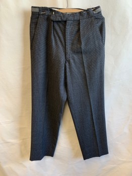 NL, Black, Gray, Goldenrod Yellow, Wool, Plaid, Side Pockets, Zip Front, Pleated Front, Belted Sides, 2 Welt Pockets