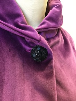 N/L MTO, Purple, Polyester, Solid, Velvet, Bodice with Attached Capelet, 5 Large Black Ornately Textured Buttons at Front, Long Sleeves, Rolled Stand Collar, Made To Order Fantasy Historical