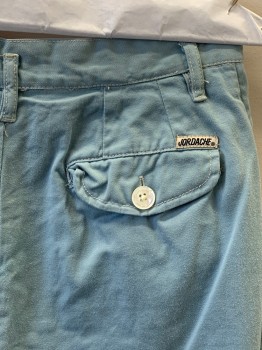 JORDACHE, Baby Blue, Cotton, Solid, Pleated Front, Side Pockets, Zip Front, Belt Loops,