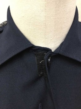 ROYAL CREST, Midnight Blue, Polyester, Rayon, Solid, Women's Size Police Shirt, Long Sleeves, Faux Button Front with Velcro Closure, 2 Pockets, Epaulettes