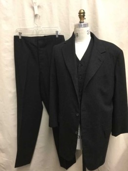 DOMINIC GHERARDI , Charcoal Gray, Wool, Solid, Frock Coat, Single Breasted, Notched Lapel, 4 Buttons, Made To Order,