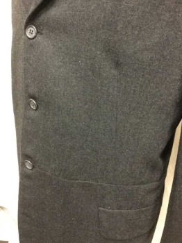 DOMINIC GHERARDI , Charcoal Gray, Wool, Solid, Frock Coat, Single Breasted, Notched Lapel, 4 Buttons, Made To Order,