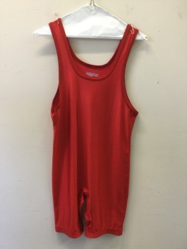 MATMAN, Red, Polyester, Spandex, Solid, Scoop Neck, Sleeveless