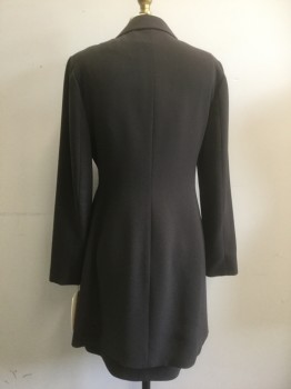 TAHARI, Espresso Brown, Polyester, Solid, Single Breasted, 5 Buttons Concealed, 2 Pockets, Collar Attached,
