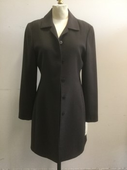 TAHARI, Espresso Brown, Polyester, Solid, Single Breasted, 5 Buttons Concealed, 2 Pockets, Collar Attached,