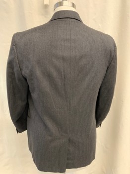 ANDERSON LITTLE, Charcoal Gray, White, Wool, Stripes - Pin, Single Breasted, Collar Attached, Notched Lapel, 3 Buttons,  3 Pockets, Long Sleeves,