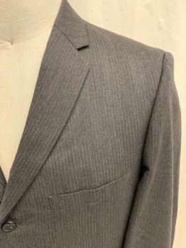 ANDERSON LITTLE, Charcoal Gray, White, Wool, Stripes - Pin, Single Breasted, Collar Attached, Notched Lapel, 3 Buttons,  3 Pockets, Long Sleeves,