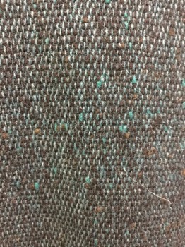 N/L, Teal Blue, Black, Brown, Wool, Tweed, Single Breasted, 4 Buttons, Rounded Notched Lapel,