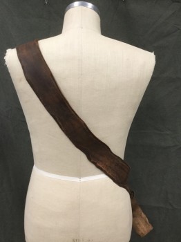 MTO, Brown, Leather, Solid, Brown Leather Patchwork Sash, Post-Apocalyptic, Medieval, Aged/Distressed