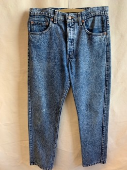 LEVI'S , Blue, Cotton, Solid, Stone Washed, Denim Twill, Flat Front, 5 Pckts, Zip Fly, Straight Leg,