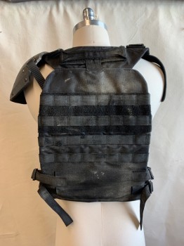 MTO, Black, Dk Gray, Cotton, Synthetic, Color Blocking, Solid, 1 Shoulder Armor, 1 Pocket Attached, Velcro and Buckle Straps on Each Side, *Aged/Distressed*