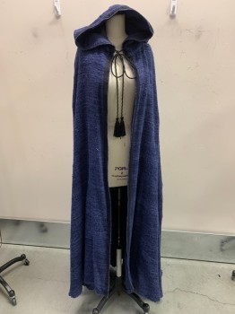 N/L, Blue, Silk, Cotton, Solid, Raw Silk Lined with Cotton, Black Twill Tape Outlines CF & Hood, Rope with Tassels,