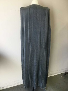 N/L, Green, Silver, Gray, Synthetic, Solid, Shimmer Silver Grayish-green, Fan Pleats, with 3/4" Band  Wide Neck & Shoulder, Sleeveless, See Photo Attached,