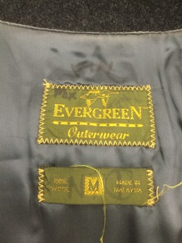 EVERGREEN, Brown, Beige, Dk Olive Grn, Navy Blue, Charcoal Gray, Wool, Stripes - Horizontal , 5 Buttons, 2 Pocket Flaps, Fuzzy, Solid Back
