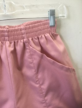 N/L, Pink, Poly/Cotton, Solid, Elastic Waist, 2 Side Pockets, Seam Down Center Front of Leg
