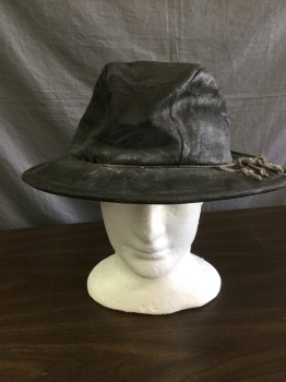 N/L, Black, Cotton, Faded, Tarred Sailcloth or Cotton Canvas, Short Brim, Gray Twine Hat Band, "JACK TAR" Sailors Hat