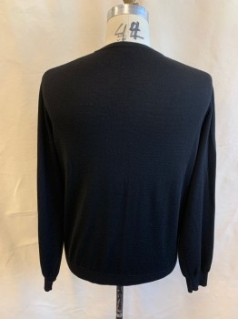 MARCO FIORI, Black, Wool, Solid, V-neck, Long Sleeves