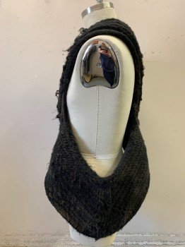 MTO, Faded Black, Acrylic, Made To Order, Chunky Rib Knit, One Shoulder, Aged/Distressed, See Detail Photo, Barbarian, Nomad, Post-Apocalyptic Fashion,