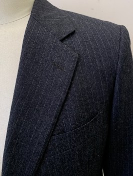 CARROLL  AND COMPANY, Gray, White, Wool, Stripes - Pin, 2 Button, Flap Pockets, Single Vent, Red Paisley Lining