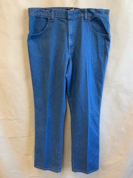 BASIC EDITIONS, Lt Blue, Cotton, Polyester, Solid, Denim, Boot Cut, Zip Fly, 4 Pockets, Belt Loops,