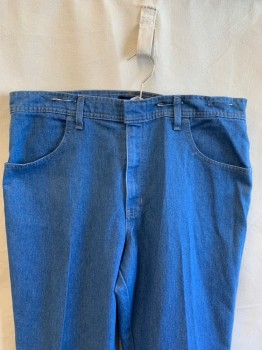 BASIC EDITIONS, Lt Blue, Cotton, Polyester, Solid, Denim, Boot Cut, Zip Fly, 4 Pockets, Belt Loops,