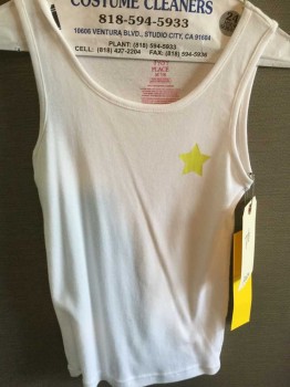 Place, White, Yellow, Cotton, Stars, Girls Tank Top, One Yellow Star On Front, See Photo Attached,