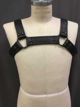 ROUGH TRADE GEAR, Black, Leather, Solid, Heavy Leather and Ring, Bondage, Adjustable with Snaps