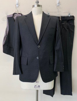 LUCASINI, Charcoal Gray, Wool, Solid, 2 Button, Flap Pockets, Single Vent, Includes Self Belt This Makes It A 4 PIECE Suit
