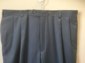 JOS.A.BANKS, Slate Blue, Wool, Polyester, Herringbone, Double Pleated, Button Tab Waist, Relaxed Leg, Cuffed Hems, Zip Fly, 4 Pockets,