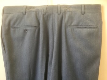 JOS.A.BANKS, Slate Blue, Wool, Polyester, Herringbone, Double Pleated, Button Tab Waist, Relaxed Leg, Cuffed Hems, Zip Fly, 4 Pockets,