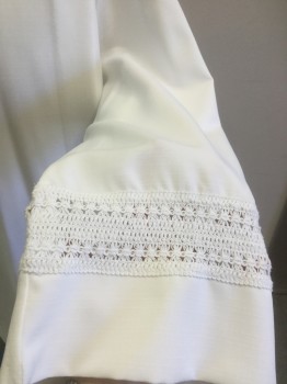 BEAU VESTE, White, Polyester, Solid, Double Breasted, Velcro, Lace Detail on Sleeves and Hem