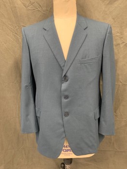 VINCENT COSTUMES, Teal Blue, Wool, Solid, Single Breasted, Collar Attached, Notched Lapel, 3 Pockets, 3 Buttons, Made To Order,