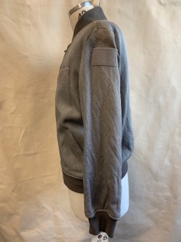 MTO, Gray, Synthetic, Solid, Zip Front, 2 Pockets, Knit Trim, Velcro Detail for Patches