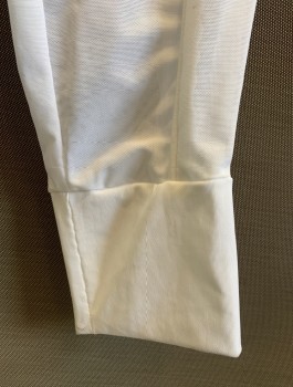 N/L MTO, White, Spandex, Nylon, Solid, Sheer Stretchy Mesh, Long Sleeves, Full Legs, Stand Collar with Divot at Center Front, Piping Along Seams, Invisible Zipper in Back, Multiples, Made To Order