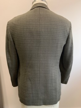 PERRY ELLIS, Putty/Khaki Gray, Gray, Wool, Plaid, Sport coat, 3 Buttons, Single Breasted, Notched Lapel, 3 Pockets,