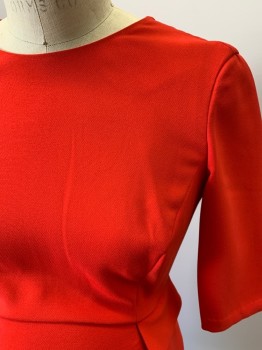 LUXE BY SERAPHINE , Red, Polyester, Viscose, Solid, Maternity, Round Neck, Straight Skirt, Small Peplum