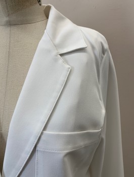 META PRO, White, Polyester, Rayon, Solid, C.A., Notched Lapel, 3 Buttons, 3 Pockets, Belted Back,